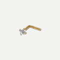 Implant Grade Titanium - Nose Stud / Nose Ring - Gold - Clear CZ - 20G (0.8 x 7+2 mm) - product view