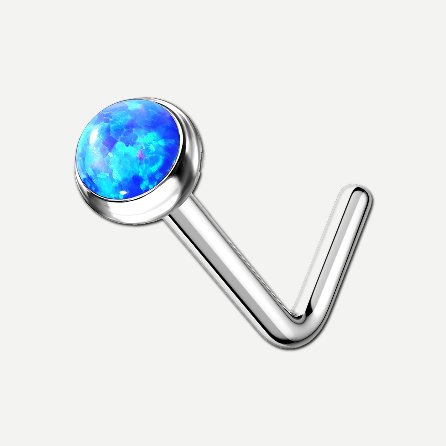Implant Grade Titanium - Nose Stud / Nose Ring - Silver - OP05 - 20G (0.8 x 6+2.5 mm) - product view