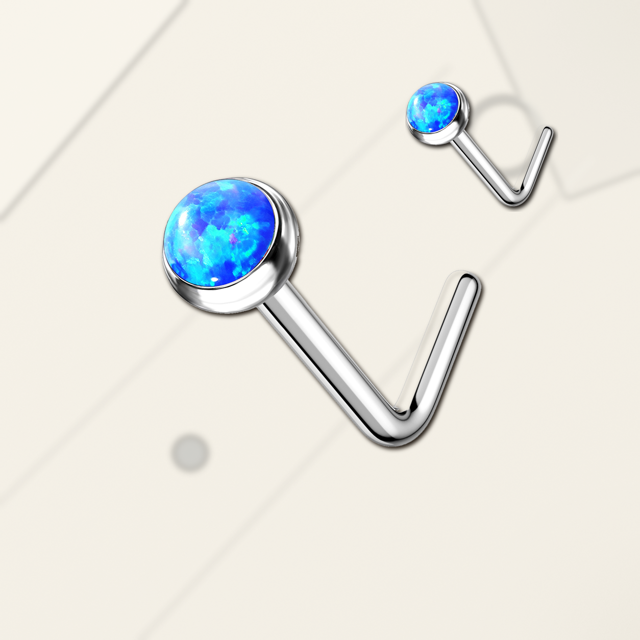 Implant Grade Titanium - Nose Stud / Nose Ring - Silver - OP05 - 20G (0.8 x 6+2.5 mm) - styling view