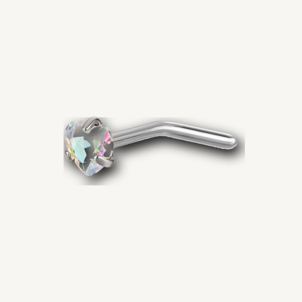 Implant Grade Titanium - Nose Stud / Nose Ring - Silver - ABCZ - 20G (0.8 x 6+3 mm) - detail view