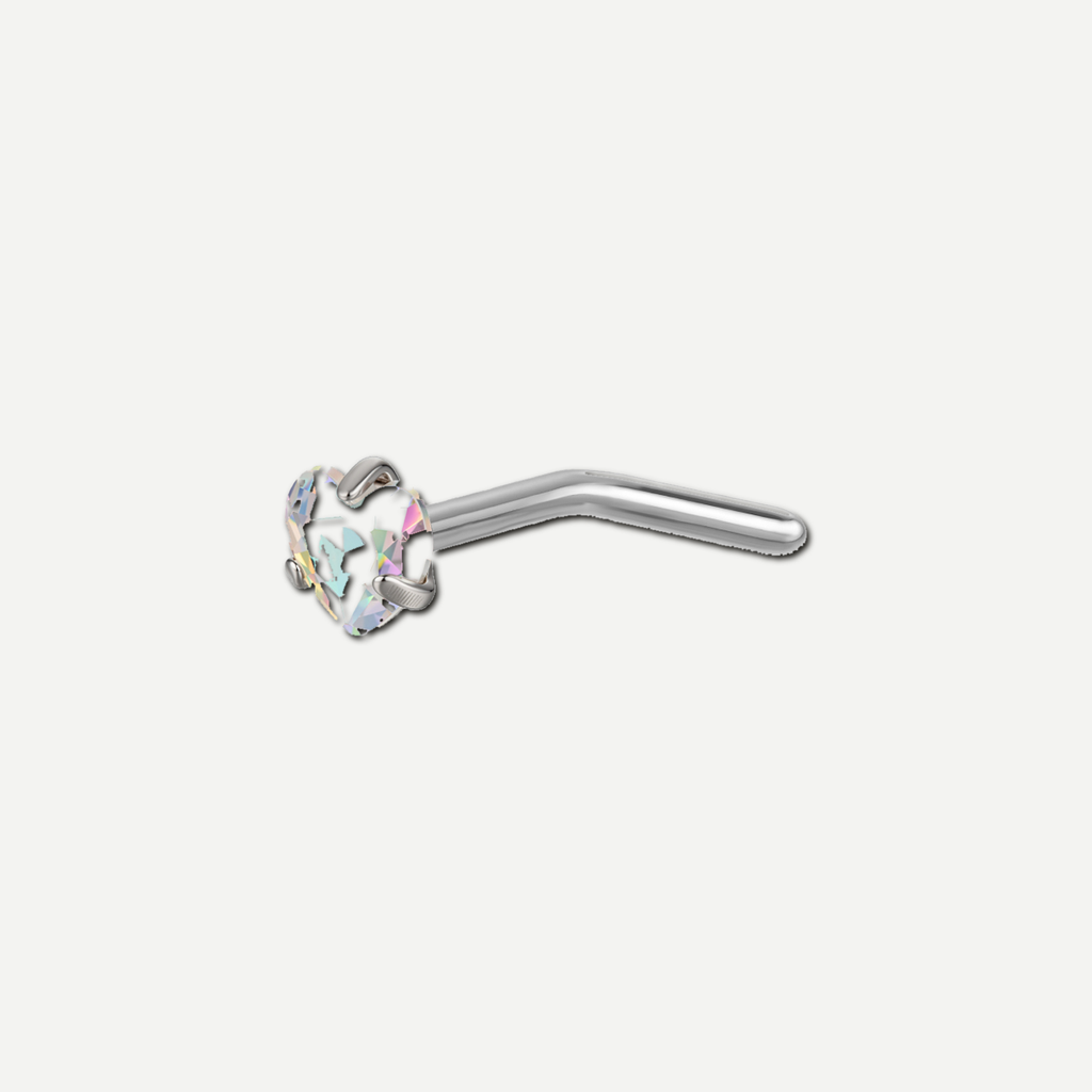 Implant Grade Titanium - Nose Stud / Nose Ring - Silver - Light Blue - 20G (0.8 x 6+3 mm) - product view