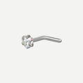 Implant Grade Titanium - Nose Stud / Nose Ring - Silver - Light Blue - 20G (0.8 x 6+3 mm) - product view