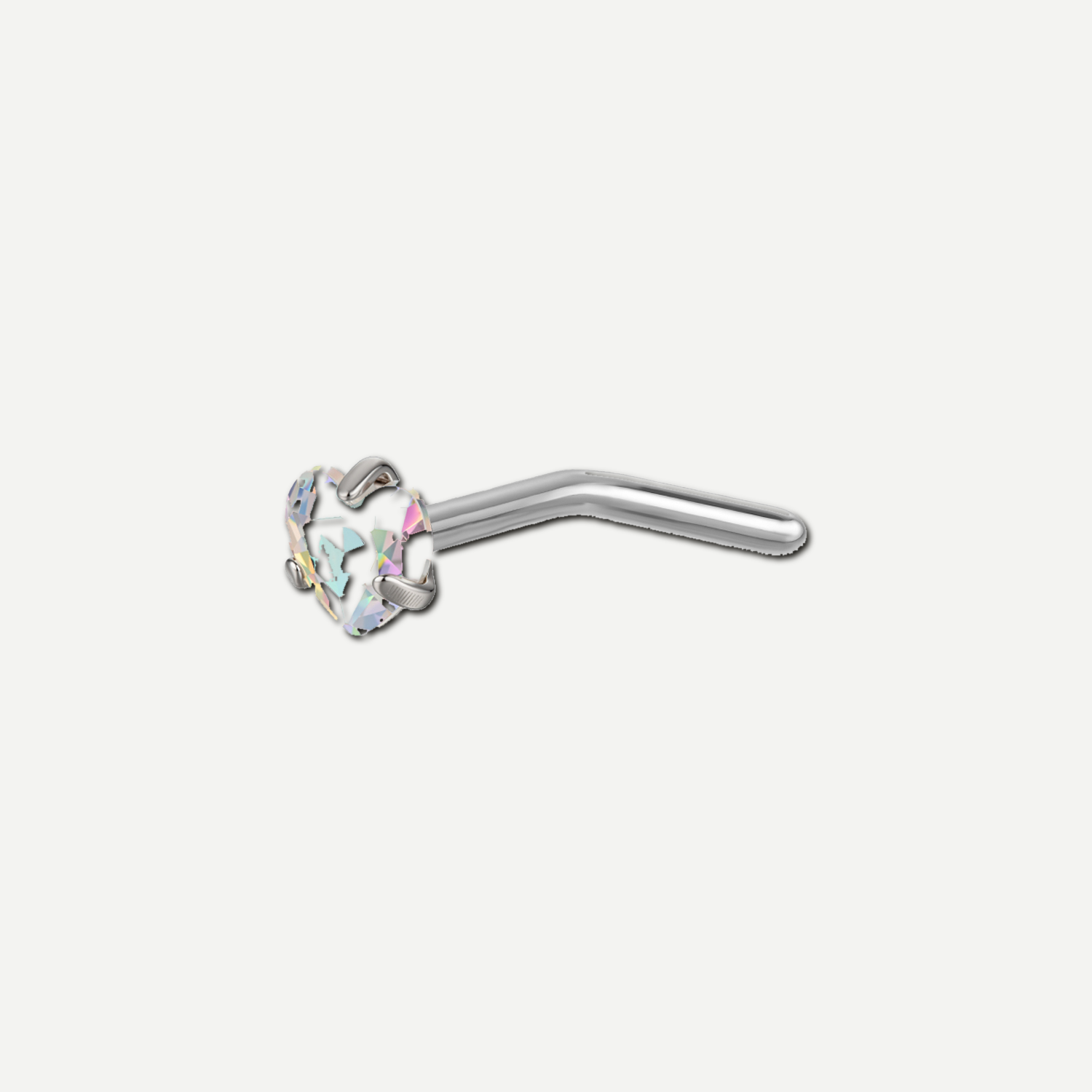 Implant Grade Titanium - Nose Stud / Nose Ring - Silver - Light Blue - 20G (0.8 x 6+3 mm) - product view