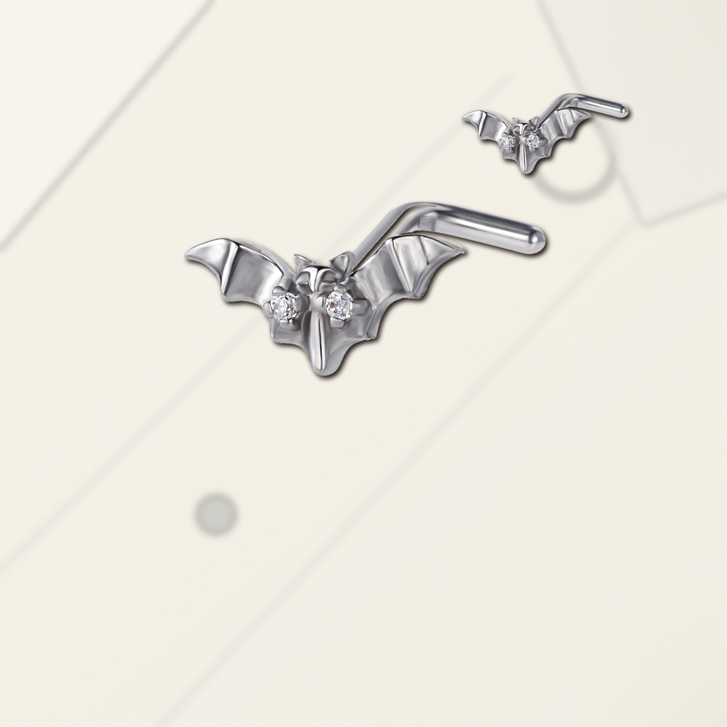 Implant Grade Titanium - Nose Stud / Nose Ring - Silver - 20G (0.8 x 7 mm) - styling view