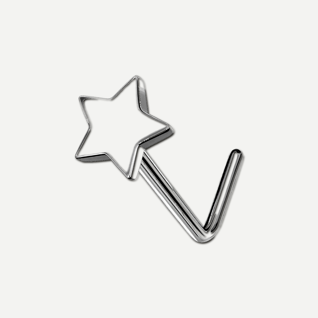 Implant Grade Titanium - Nose Stud / Nose Ring - Silver - 20G (0.8 x 7 mm) - product view