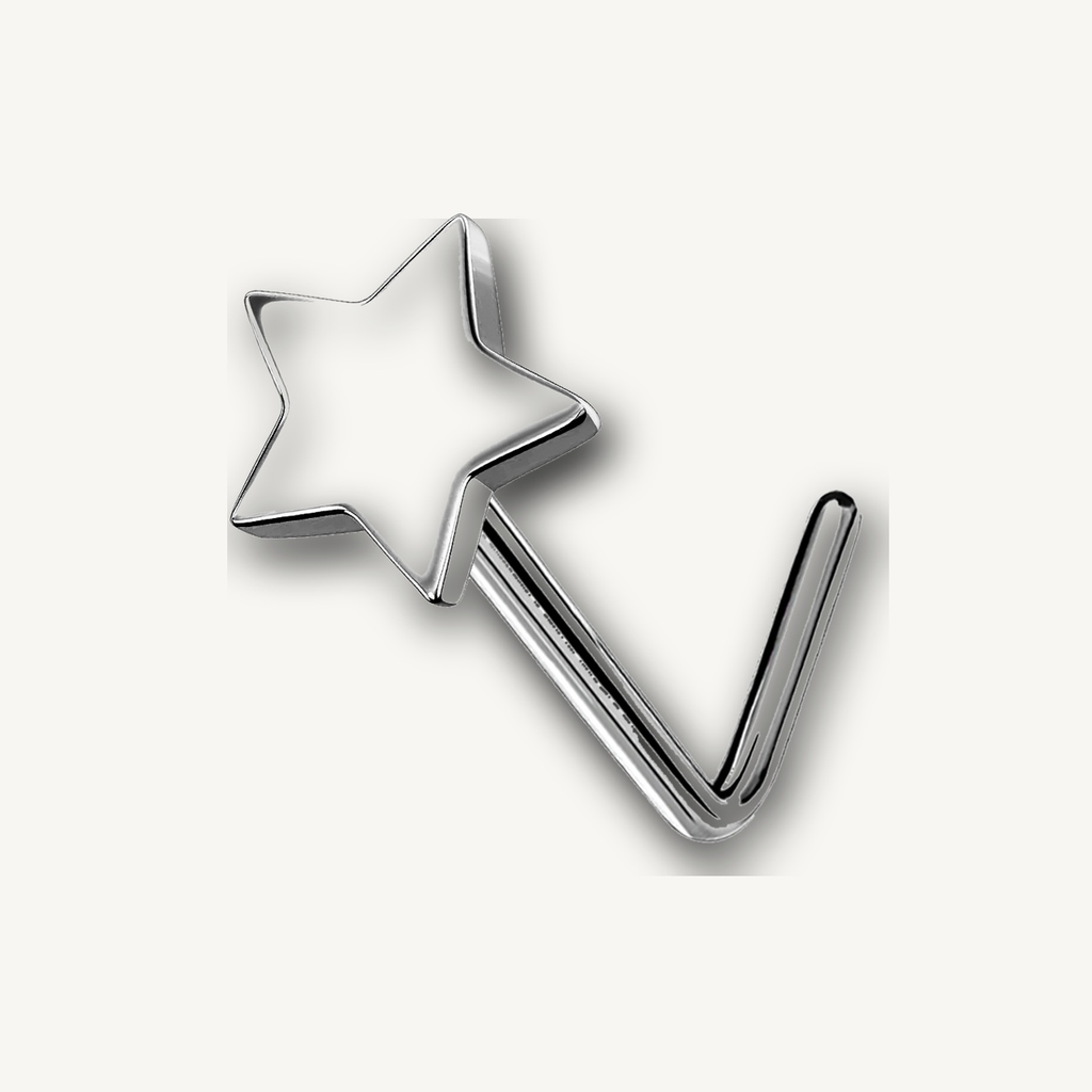 Implant Grade Titanium - Nose Stud / Nose Ring - Silver - 20G (0.8 x 7 mm) - detail view