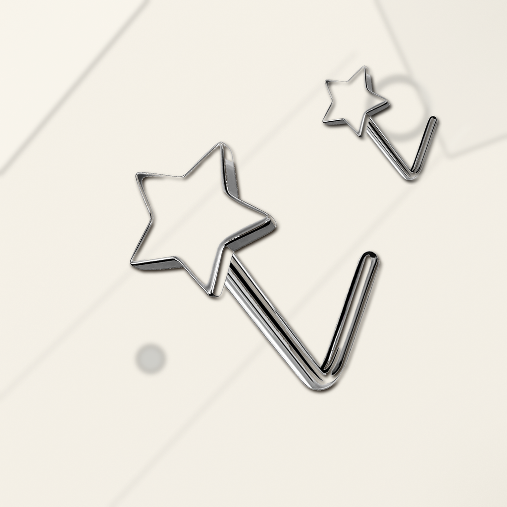 Implant Grade Titanium - Nose Stud / Nose Ring - Silver - 20G (0.8 x 7 mm) - styling view