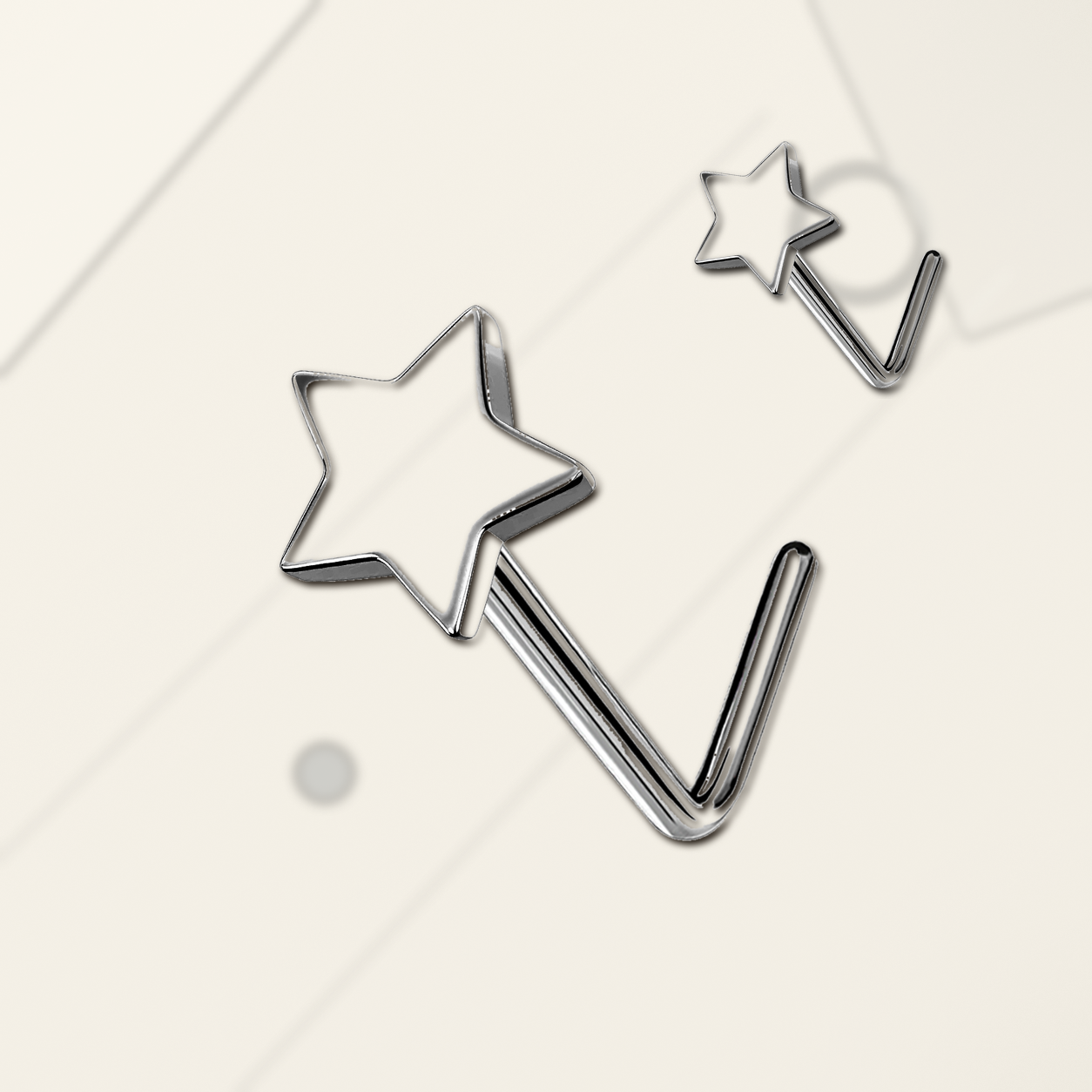 Implant Grade Titanium - Nose Stud / Nose Ring - Silver - 20G (0.8 x 7 mm) - styling view