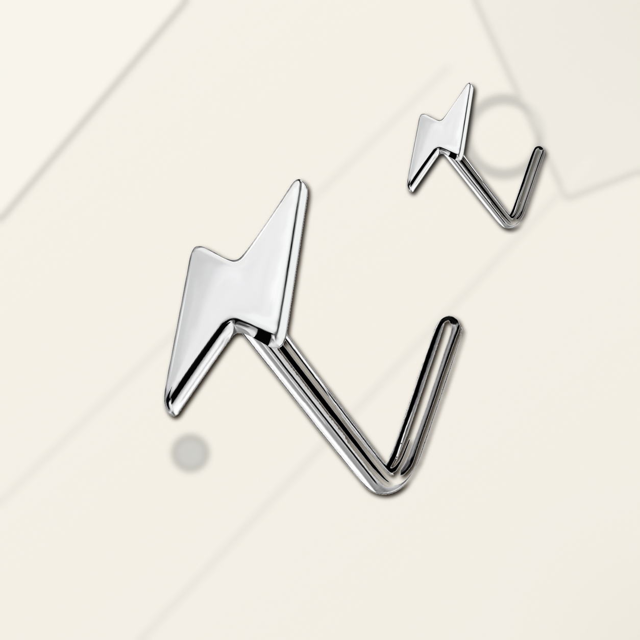 Implant Grade Titanium - Nose Stud / Nose Ring - Silver - 20G (0.8 x 7 mm) - styling view