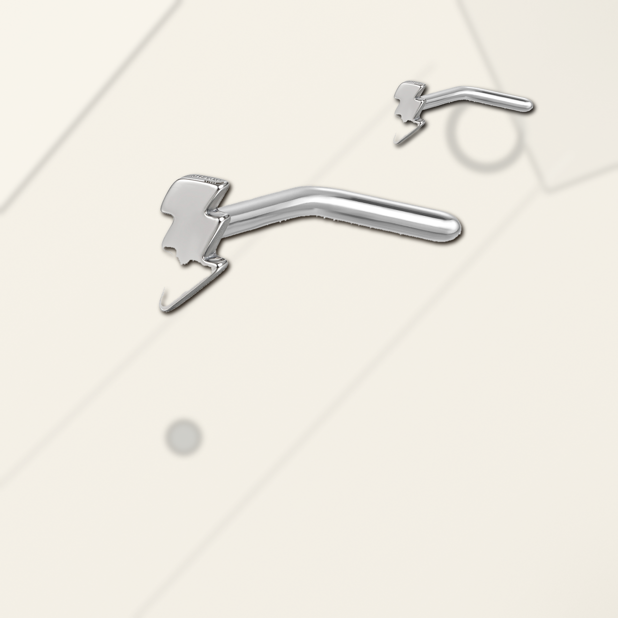 Implant Grade Titanium - Nose Stud / Nose Ring - Silver - 20G (0.8 x 7mm mm) - styling view