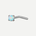 Implant Grade Titanium - Nose Stud / Nose Ring - Silver - Blue Opal - 20G (0.8 x 7+2 mm) - product view