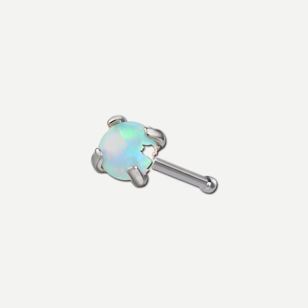Implant Grade Titanium - Nose Stud / Nose Ring - Silver - SW234 - 20G (0.8 x 7+2 mm) - product view