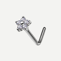 Implant Grade Titanium - Nose Stud / Nose Ring - White Gold - Clear CZ - 20G (0.8 x 6.5 x 5 mm) - product view
