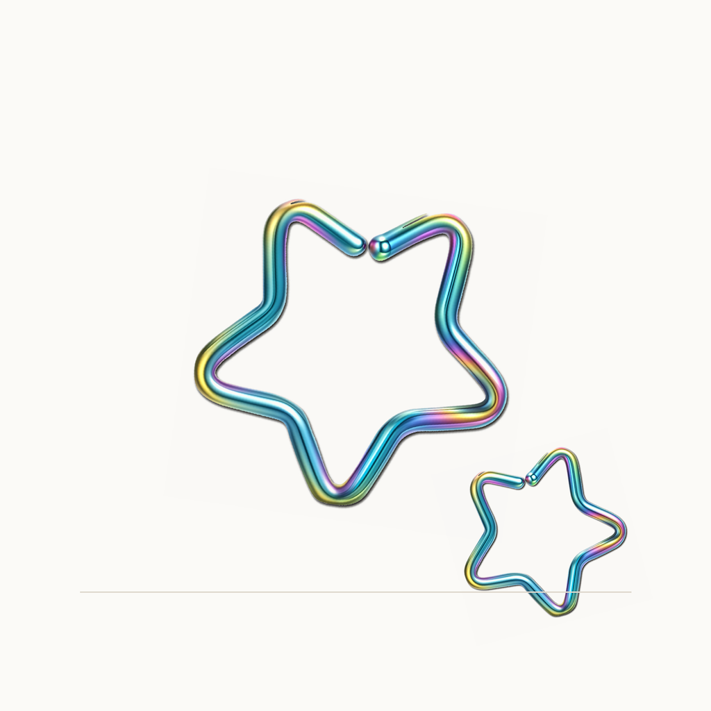 Implant Grade Titanium - Nose Stud / Nose Ring - Rainbow - 20G (0.8 x 8 mm) - styling view
