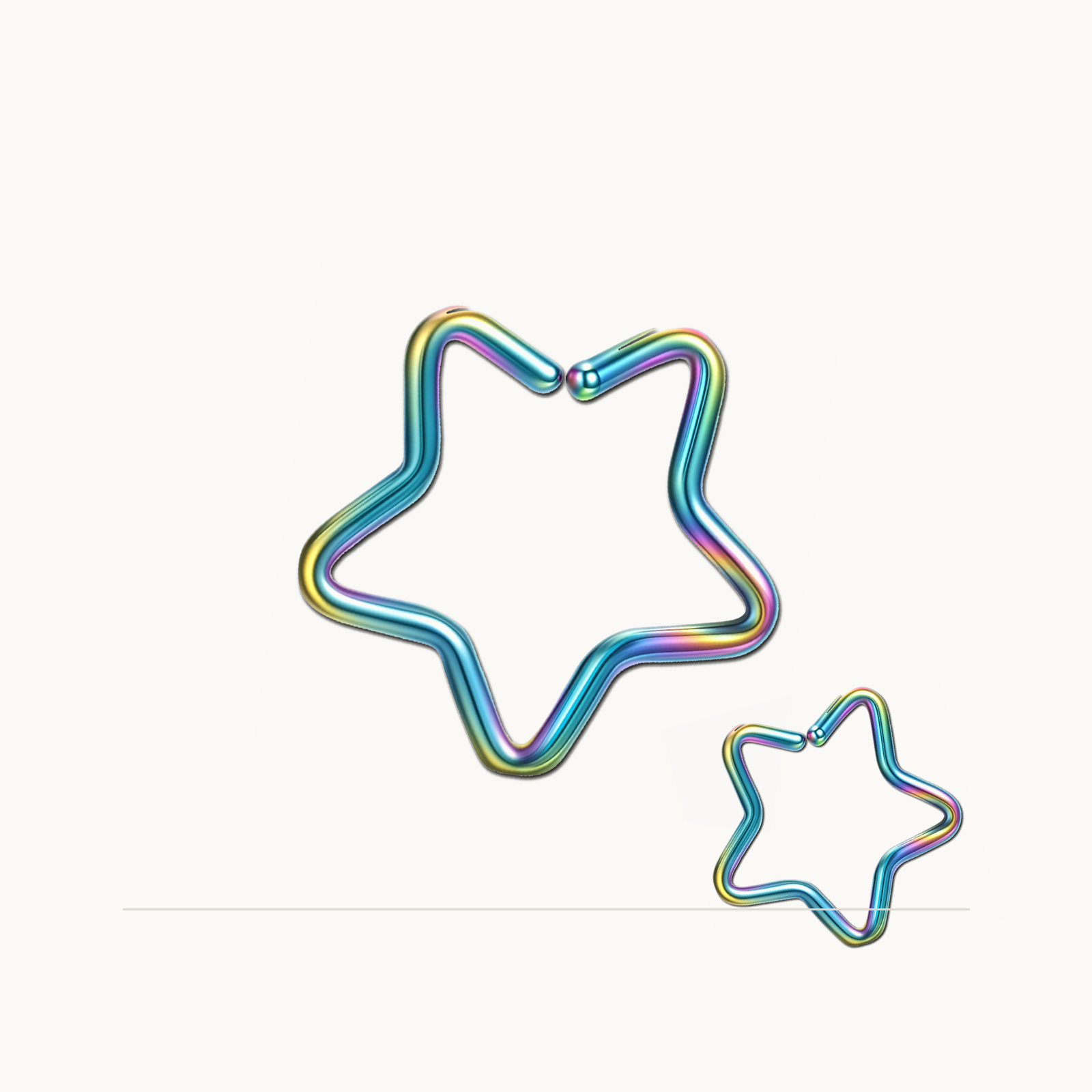 Implant Grade Titanium - Nose Stud / Nose Ring - Rainbow - 20G (0.8 x 8 mm) - styling view