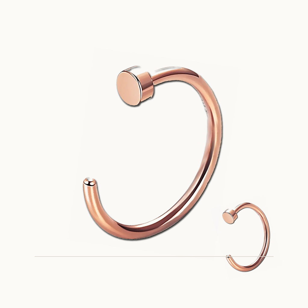 Implant Grade Titanium - Nose Stud / Nose Ring - Rose Gold - 18G (1.0 x 8 mm) - styling view