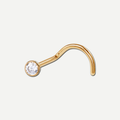 Implant Grade Titanium - Nose Stud / Nose Ring - Gold - Clear CZ - 18G (1.0 x 6+3 mm) - product view