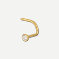Implant Grade Titanium - Nose Stud / Nose Ring - Gold - Clear CZ - 20G (0.8 x 6+2.35 mm) - product view