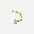 Implant Grade Titanium - Nose Stud / Nose Ring - Gold - Clear CZ - 20G (0.8 x 6+2 mm) - product view