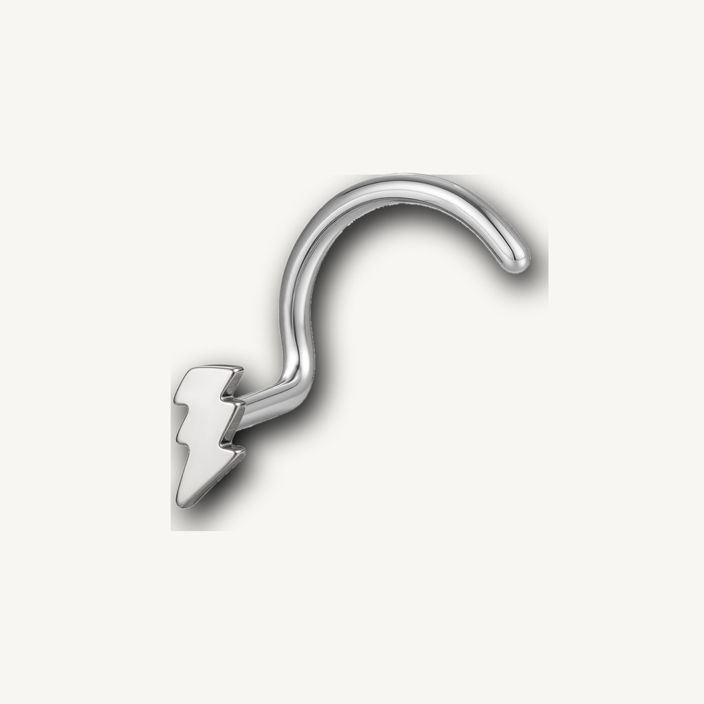 Implant Grade Titanium - Nose Stud / Nose Ring - Silver - 20G (0.8 mm) - detail view