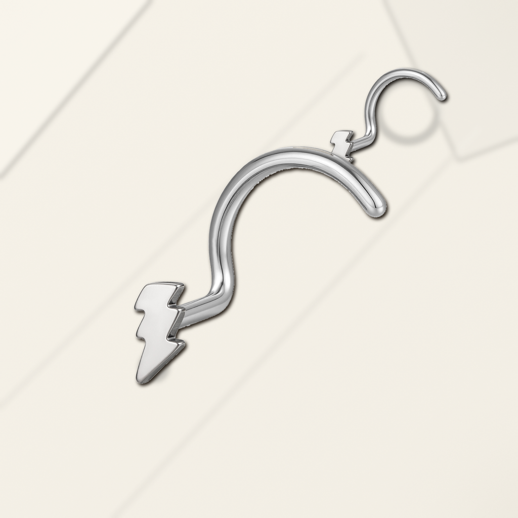 Implant Grade Titanium - Nose Stud / Nose Ring - Silver - 20G (0.8 mm) - styling view