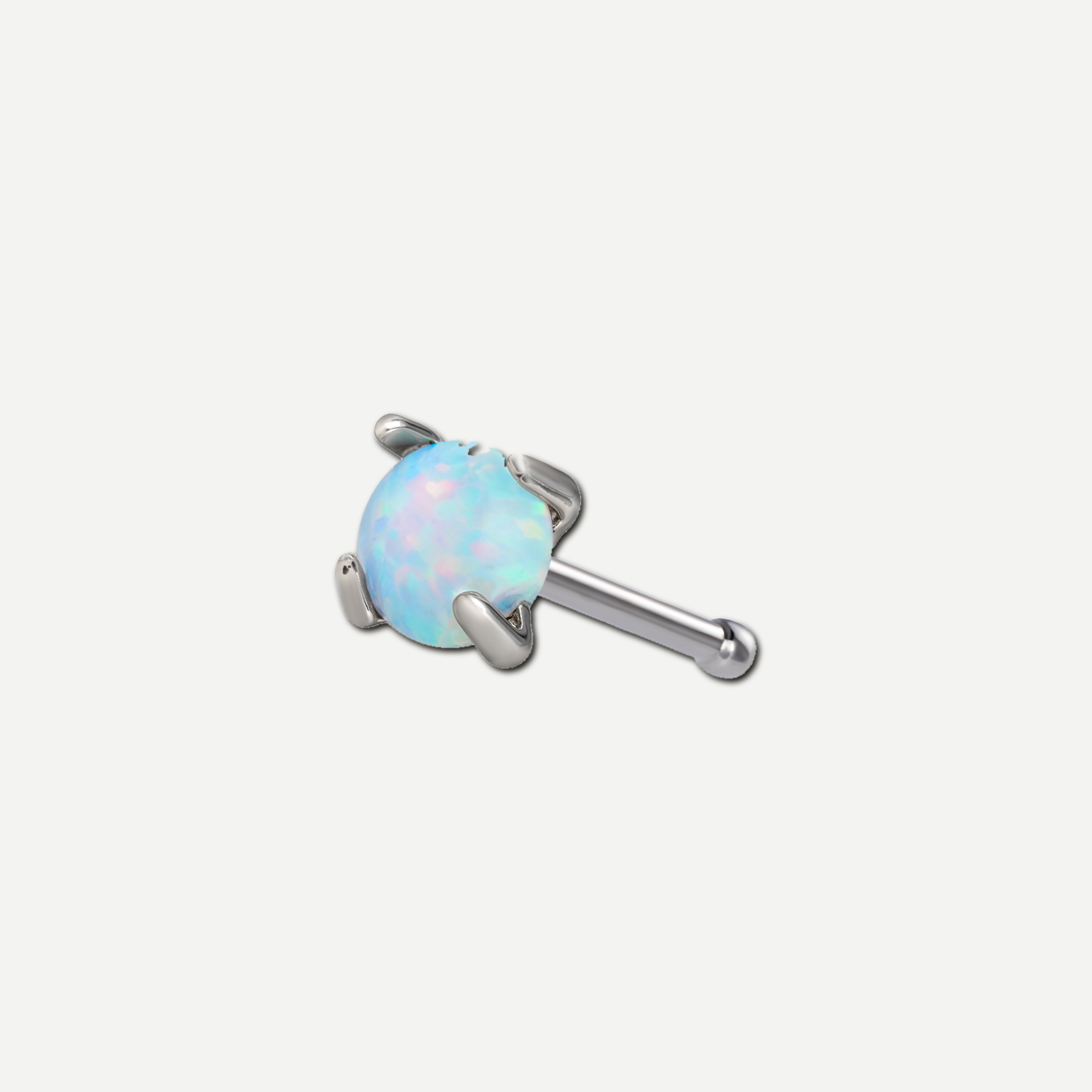 Implant Grade Titanium - Nose Stud / Nose Ring - Silver - OP17 - 20G (0.8 x 6 mm) - product view