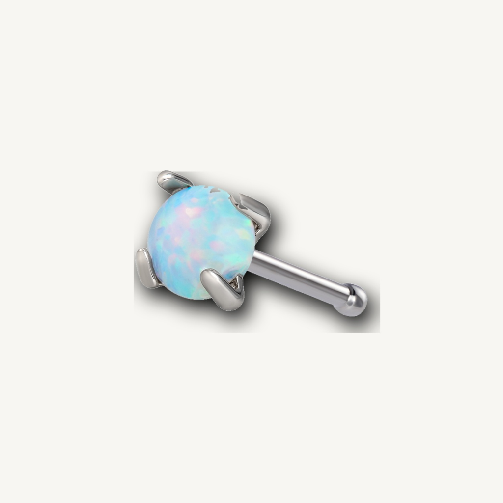 Implant Grade Titanium - Nose Stud / Nose Ring - Silver - OP17 - 20G (0.8 x 6 mm) - detail view