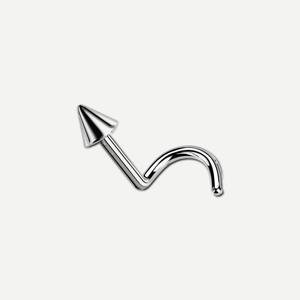 Implant Grade Titanium - Nose Stud / Nose Ring - Silver - 20G (0.8 x 6+2 mm) - product view