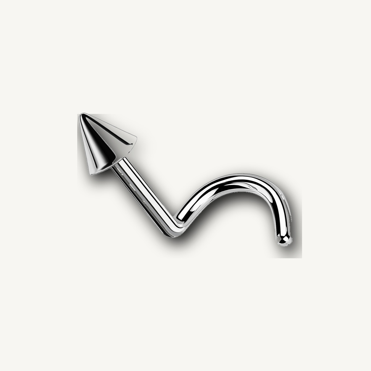Implant Grade Titanium - Nose Stud / Nose Ring - Silver - 20G (0.8 x 6+2 mm) - detail view