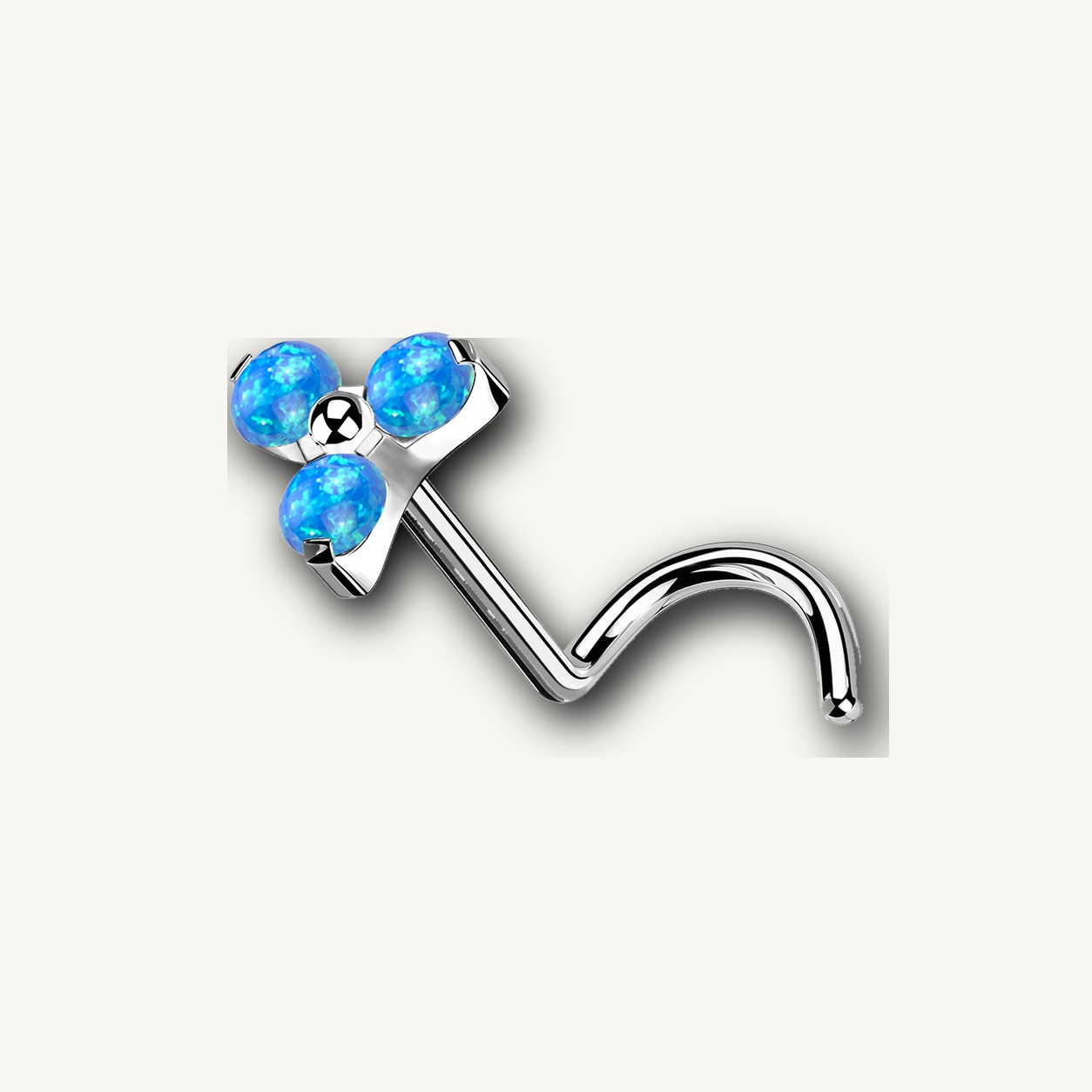 Implant Grade Titanium - Nose Stud / Nose Ring - Silver - OP05 - 20G (0.8 x 6+5 mm) - detail view