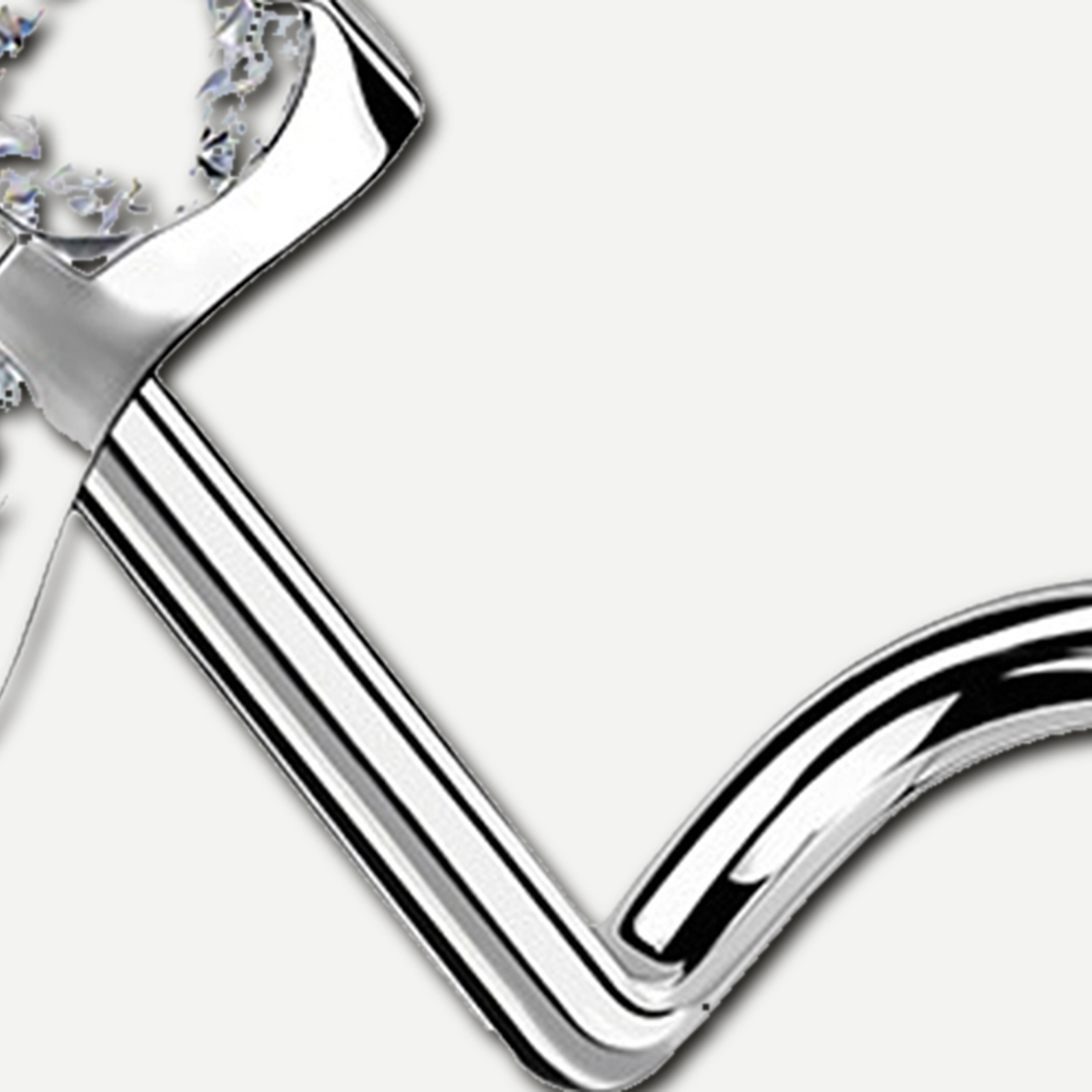 Implant Grade Titanium - Nose Stud / Nose Ring - Silver - Clear CZ - 20G (0.8 mm) - detail view