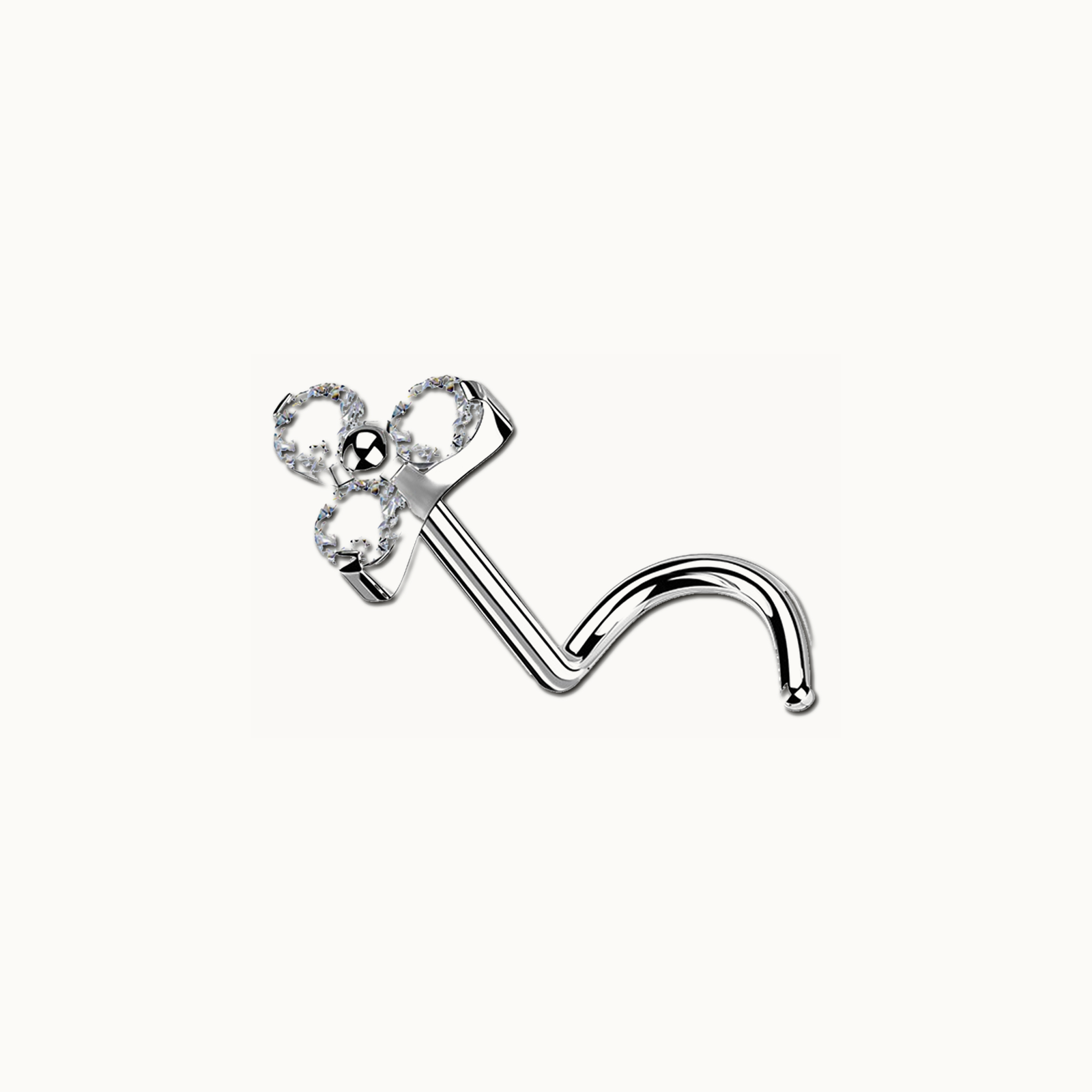 Implant Grade Titanium - Nose Stud / Nose Ring - Silver - Clear CZ - 20G (0.8 mm) - gallery view
