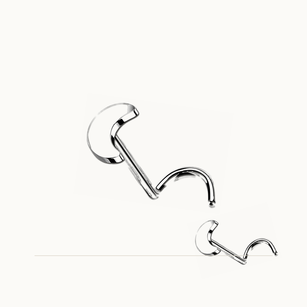 Implant Grade Titanium - Nose Stud / Nose Ring - Silver - 20G (0.8 mm) - styling view