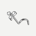 Implant Grade Titanium - Nose Stud / Nose Ring - Silver - White Opal - 20G (0.8 mm) - product view