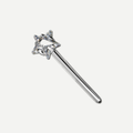 Implant Grade Titanium - Nose Stud / Nose Ring - Silver - Clear CZ - 18G (1.0 x 17 mm) - product view