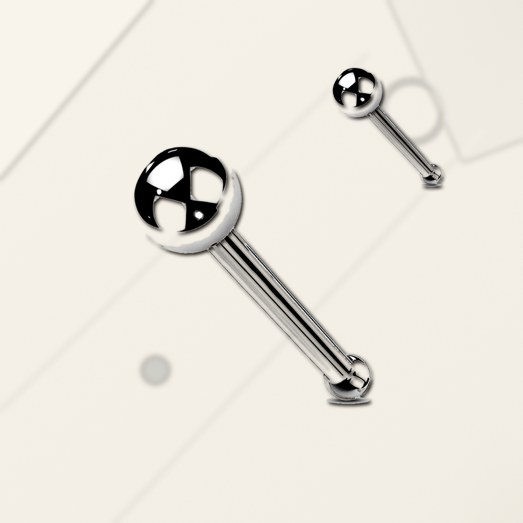 Implant Grade Titanium - Nose Stud / Nose Ring - Silver - 20G (0.8 x 7 mm) - styling view