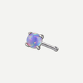Implant Grade Titanium - Nose Stud / Nose Ring - Silver - Purple Opal - 20G (0.8 x 7+2 mm) - product view