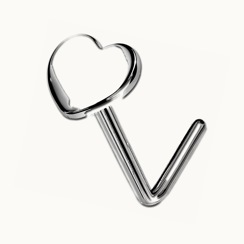 Implant Grade Titanium - Nose Stud / Nose Ring - White Gold - 20G (0.8 x 6 mm) - gallery view