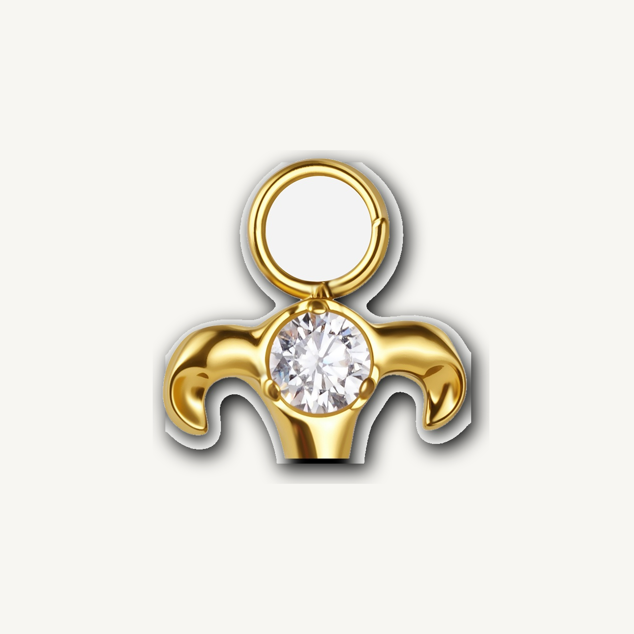 Implant Grade Titanium - Piercing Part - Gold - Clear CZ - detail view