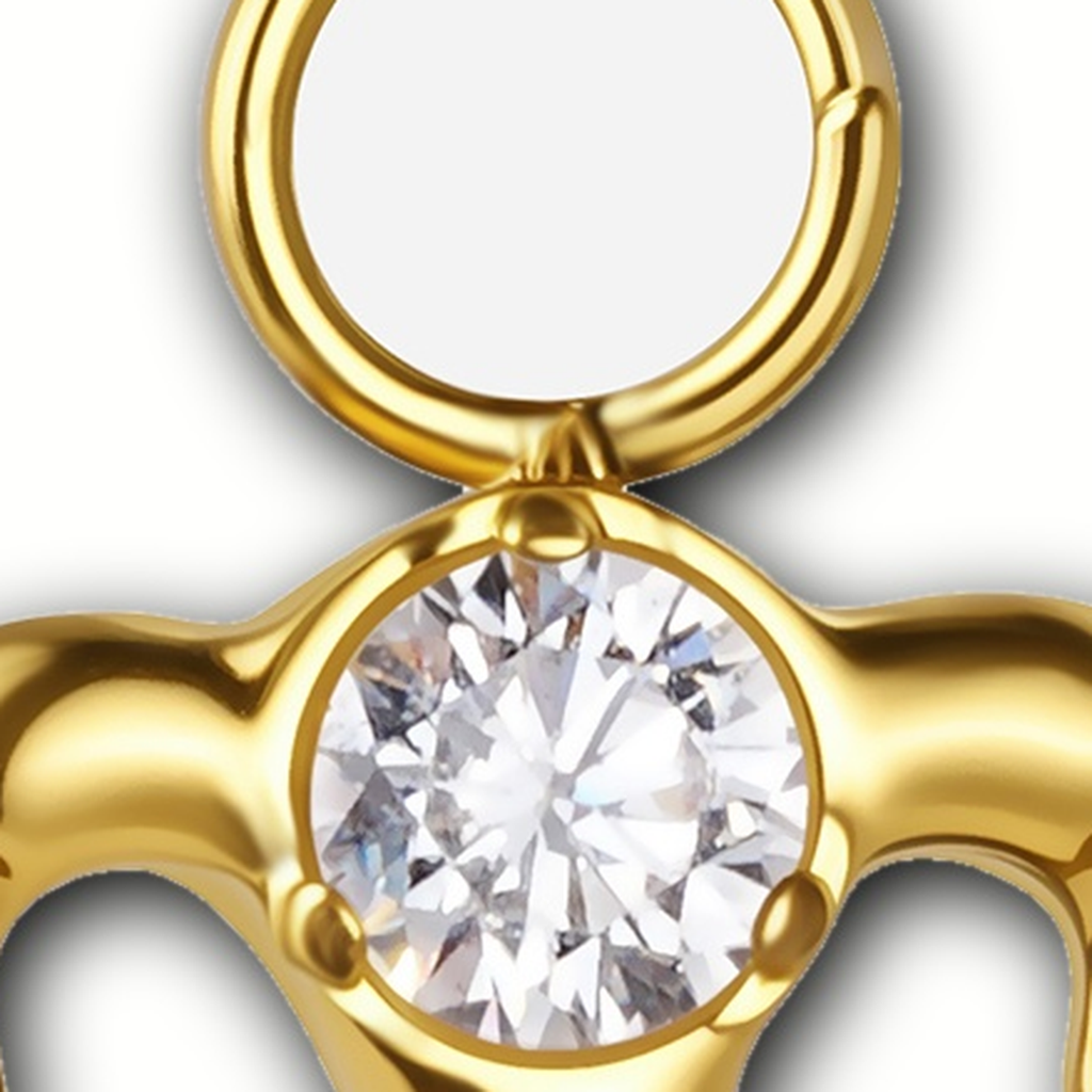Implant Grade Titanium - Piercing Part - Gold - Clear CZ - detail view