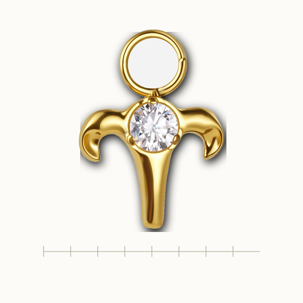 Implant Grade Titanium - Piercing Part - Gold - Clear CZ - scale view