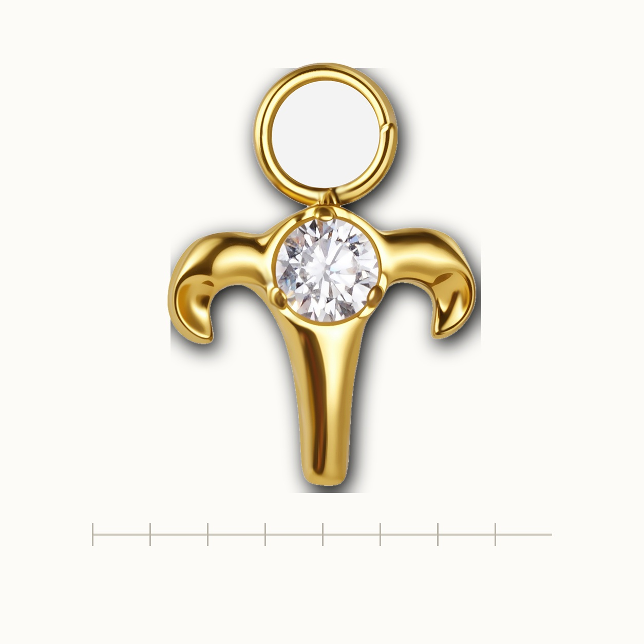 Implant Grade Titanium - Piercing Part - Gold - Clear CZ - scale view
