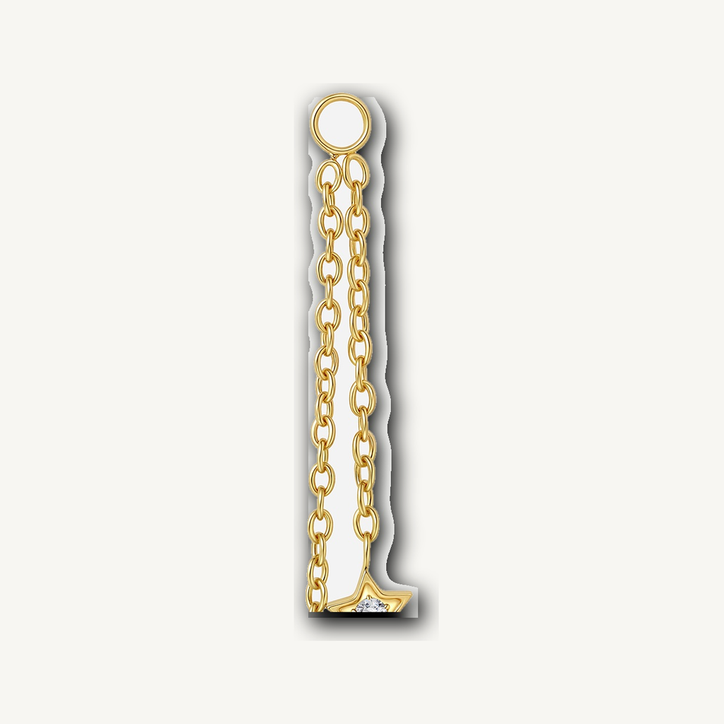 Implant Grade Titanium - Piercing Part - Gold - Clear CZ - detail view