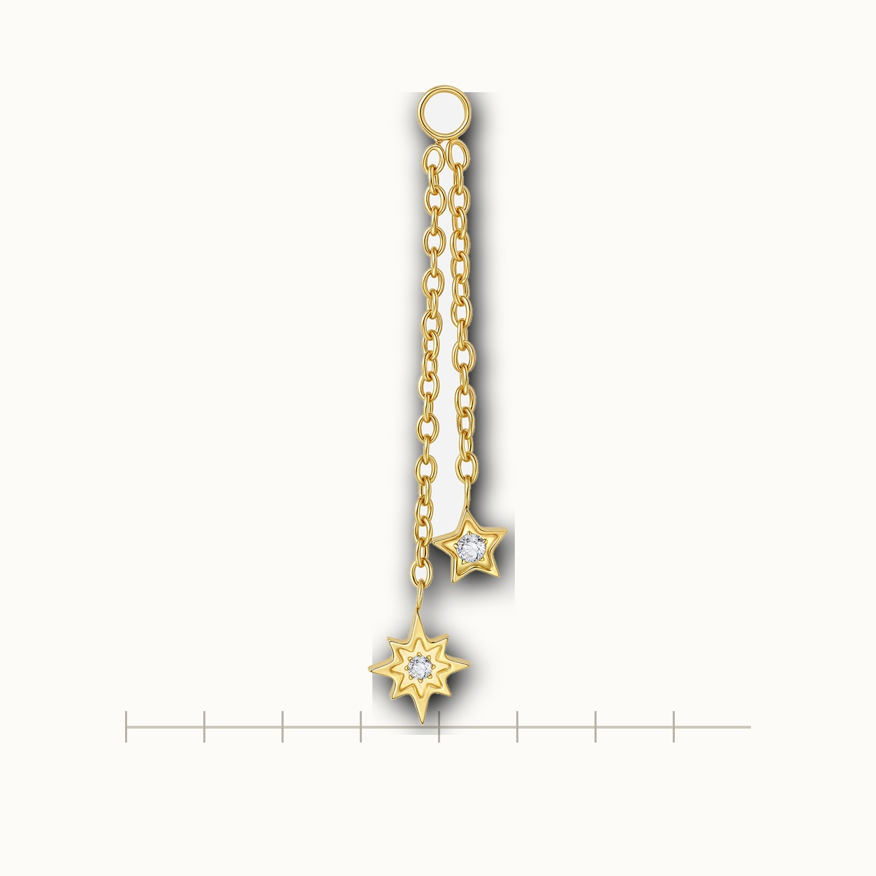 Implant Grade Titanium - Piercing Part - Gold - Clear CZ - scale view
