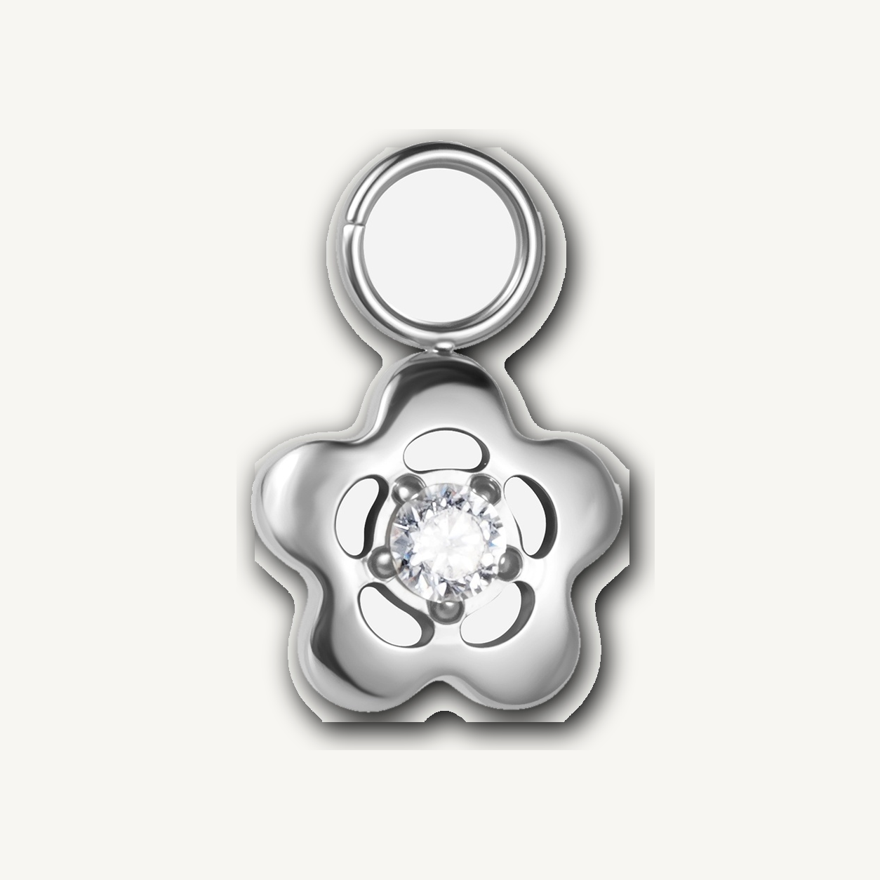 Implant Grade Titanium - Piercing Part - Silver - Clear CZ - product view