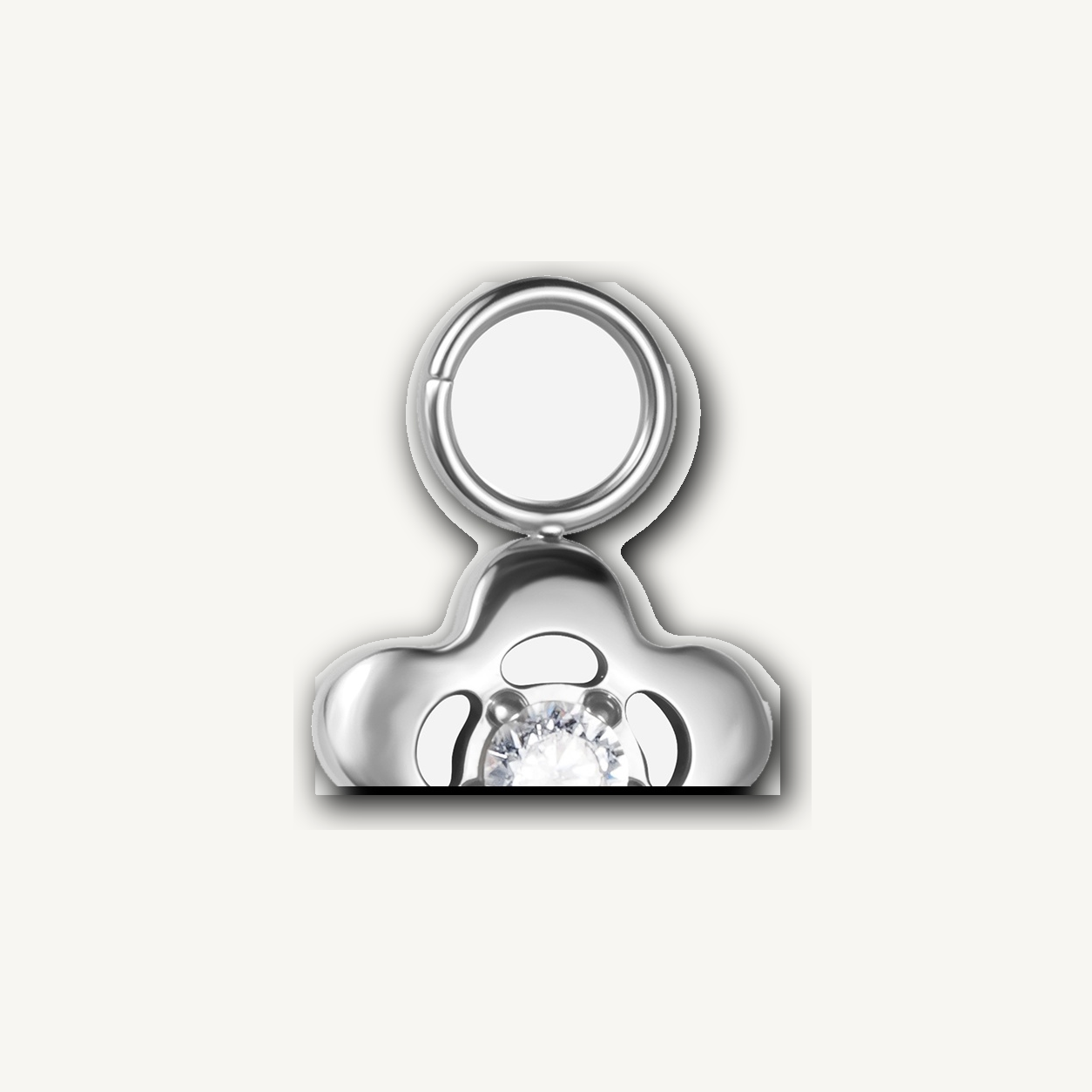 Implant Grade Titanium - Piercing Part - Silver - Clear CZ - detail view