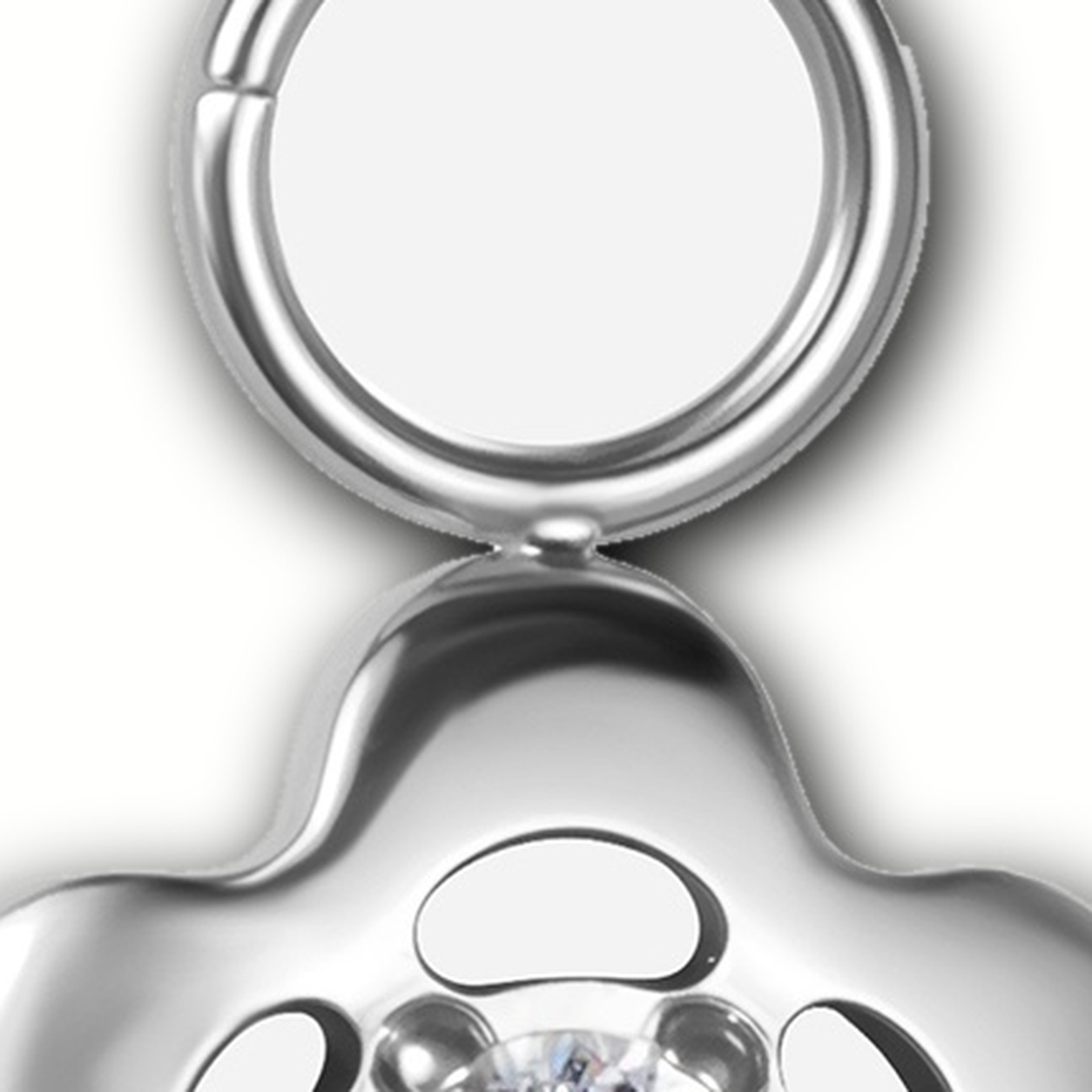 Implant Grade Titanium - Piercing Part - Silver - Clear CZ - detail view