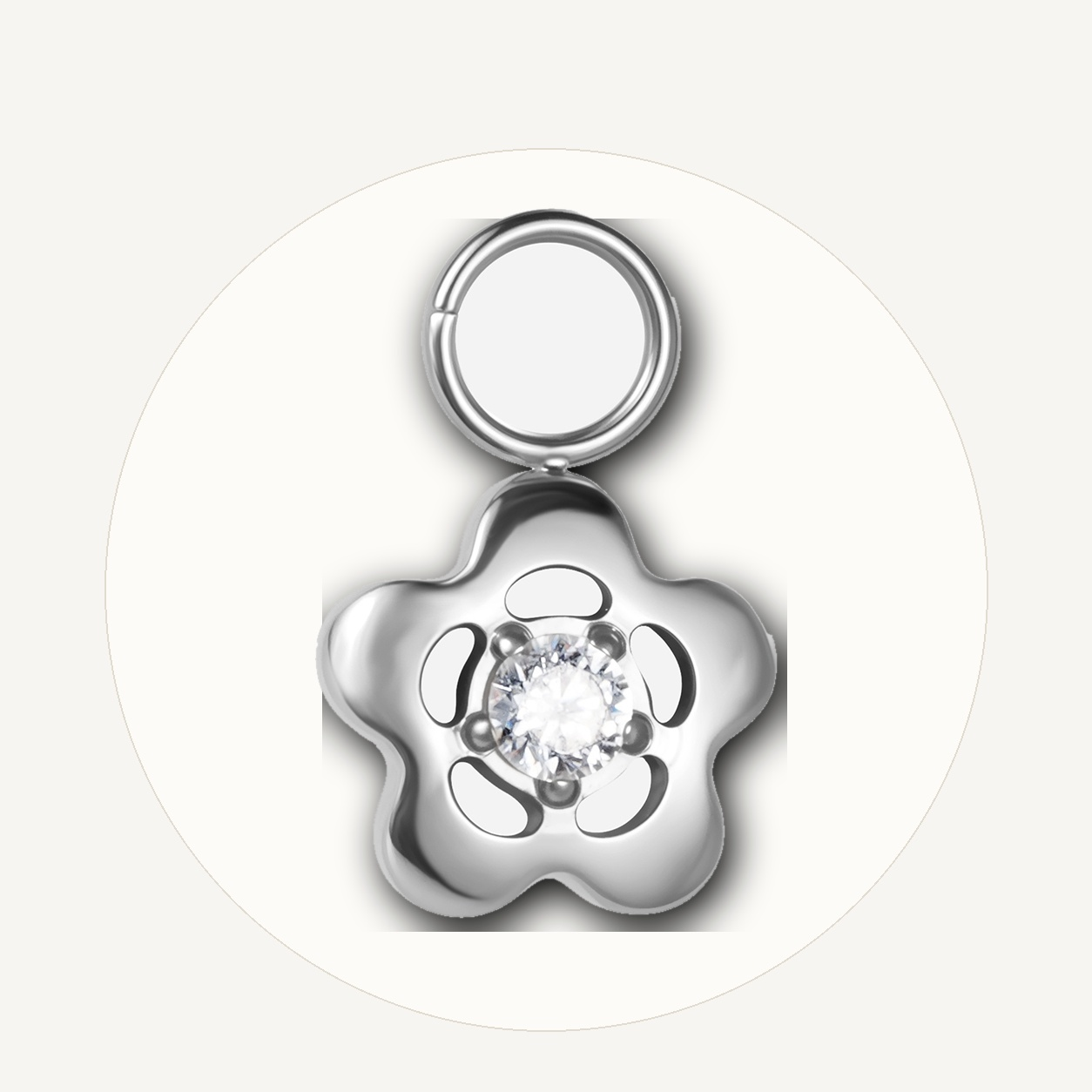 Implant Grade Titanium - Piercing Part - Silver - Clear CZ - styling view