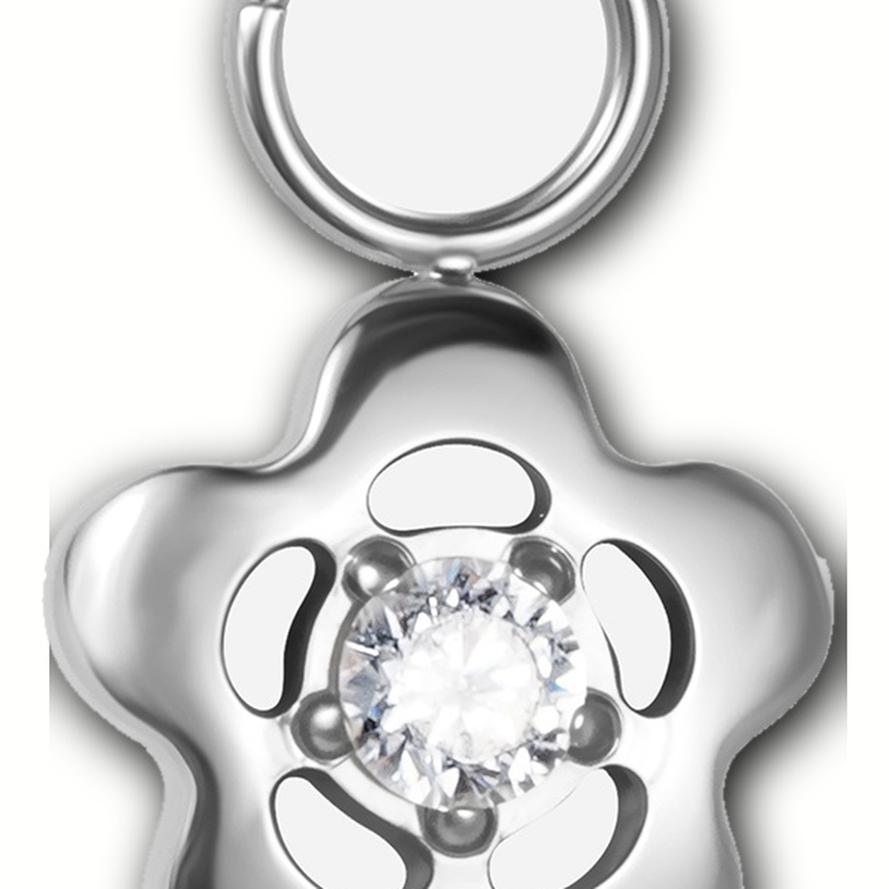 Implant Grade Titanium - Piercing Part - Silver - Clear CZ - detail view
