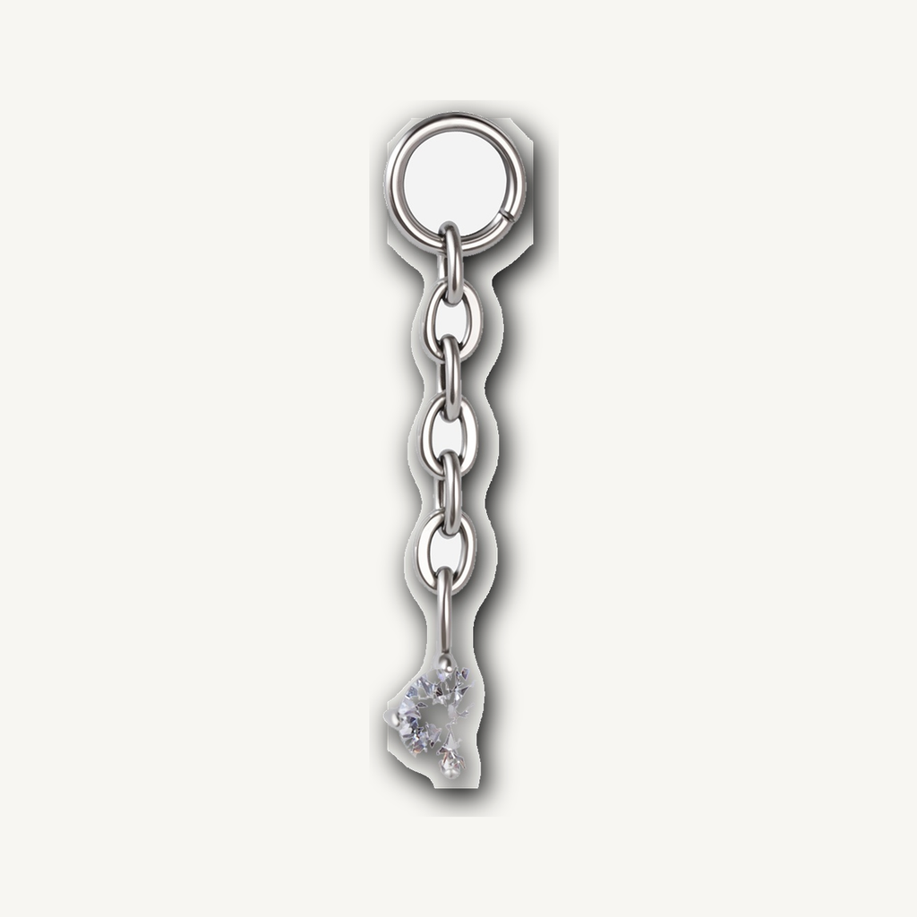 Implant Grade Titanium - Piercing Part - Silver - Clear CZ - product view
